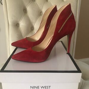 Gorgeous red suede pumps by Nine West